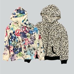 Two Zip-Up Plush Hooded Sweatshirts